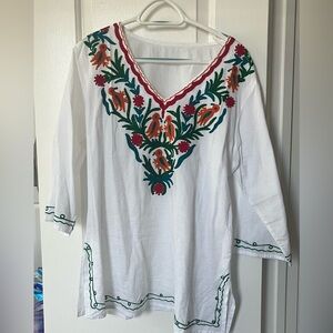 Mexican Embroidered Birds Long Sleeve Top